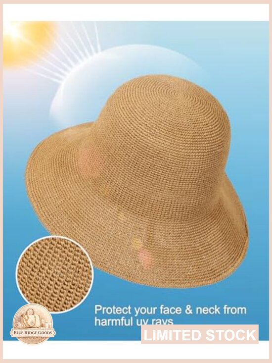 Handmade Foldable Straw Bucket Hat UPF 50+ Summer Travel Crochet Cap main image 7